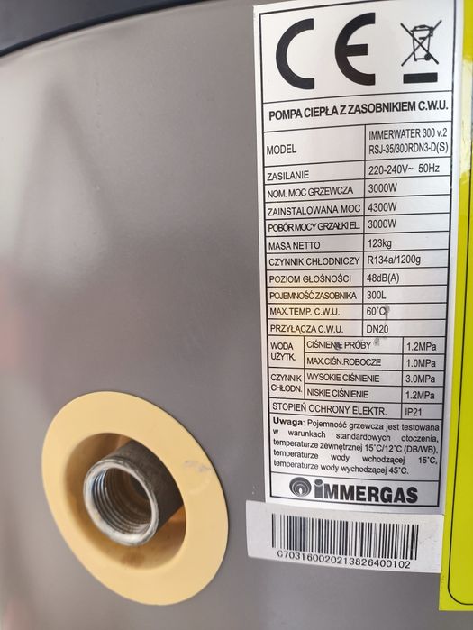 Pompa ciepła Immerwater 300 Immergas uszkodzona