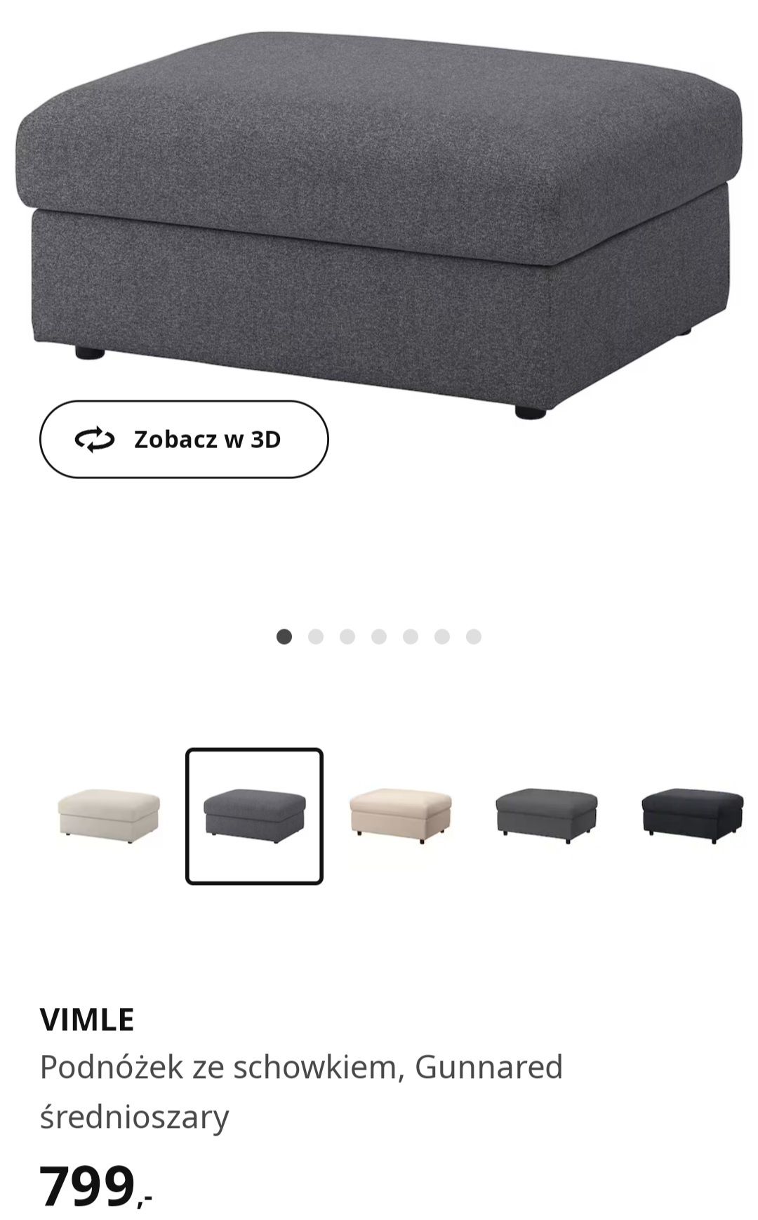 Nowy 1/2 ceny podnóżek ze schowkiem VIMLE z Ikea modułowy