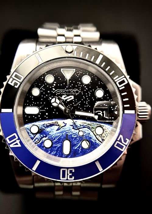 Customowy Zegarek Automatyczny „Seiko mod - Submariner Planeta Ziemia”