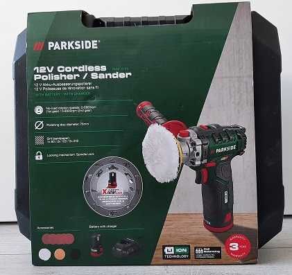 Polerka akumulatorowa Parkside. Kompletny zestaw