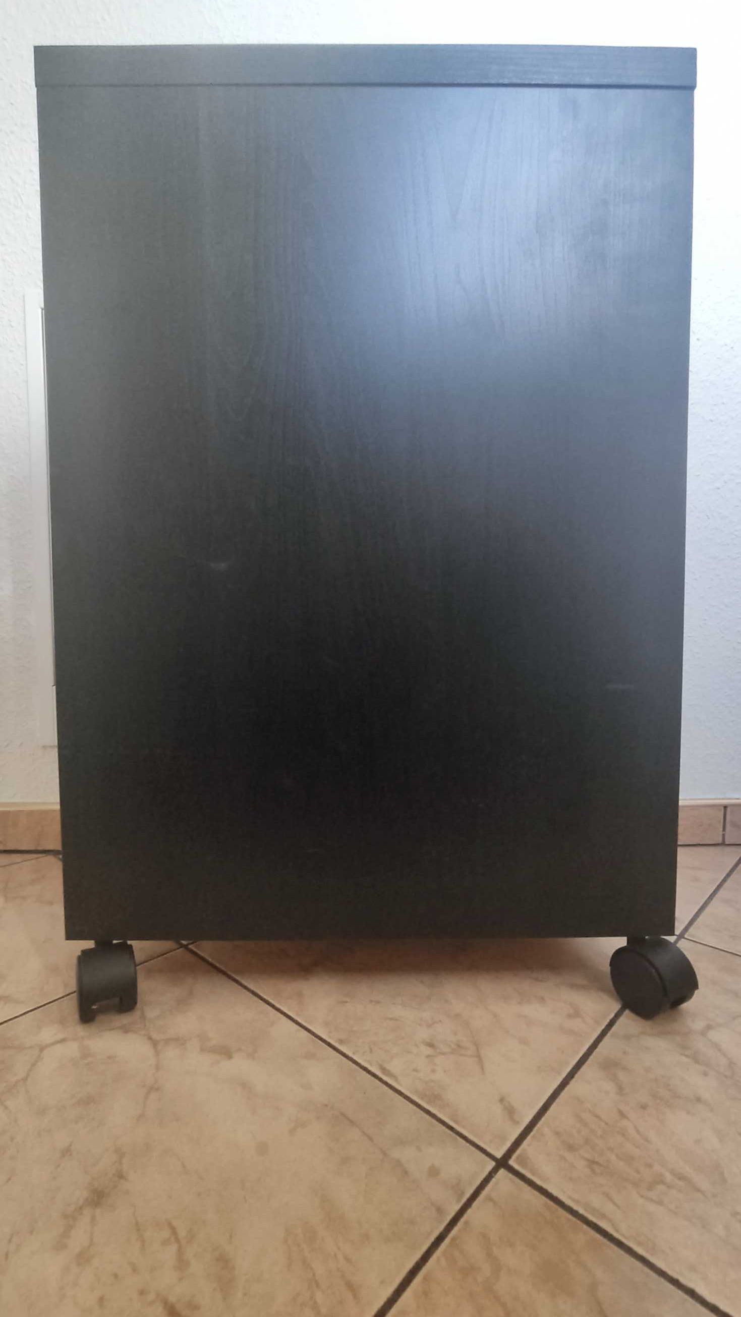 Komoda, szafka na kółkach, MICKE, czarnobrąz, 35x75 cm