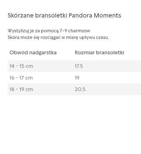 PANDORA Moments bransoletka srebrna skórzana granatowa 20,5cm +PUDEŁKO