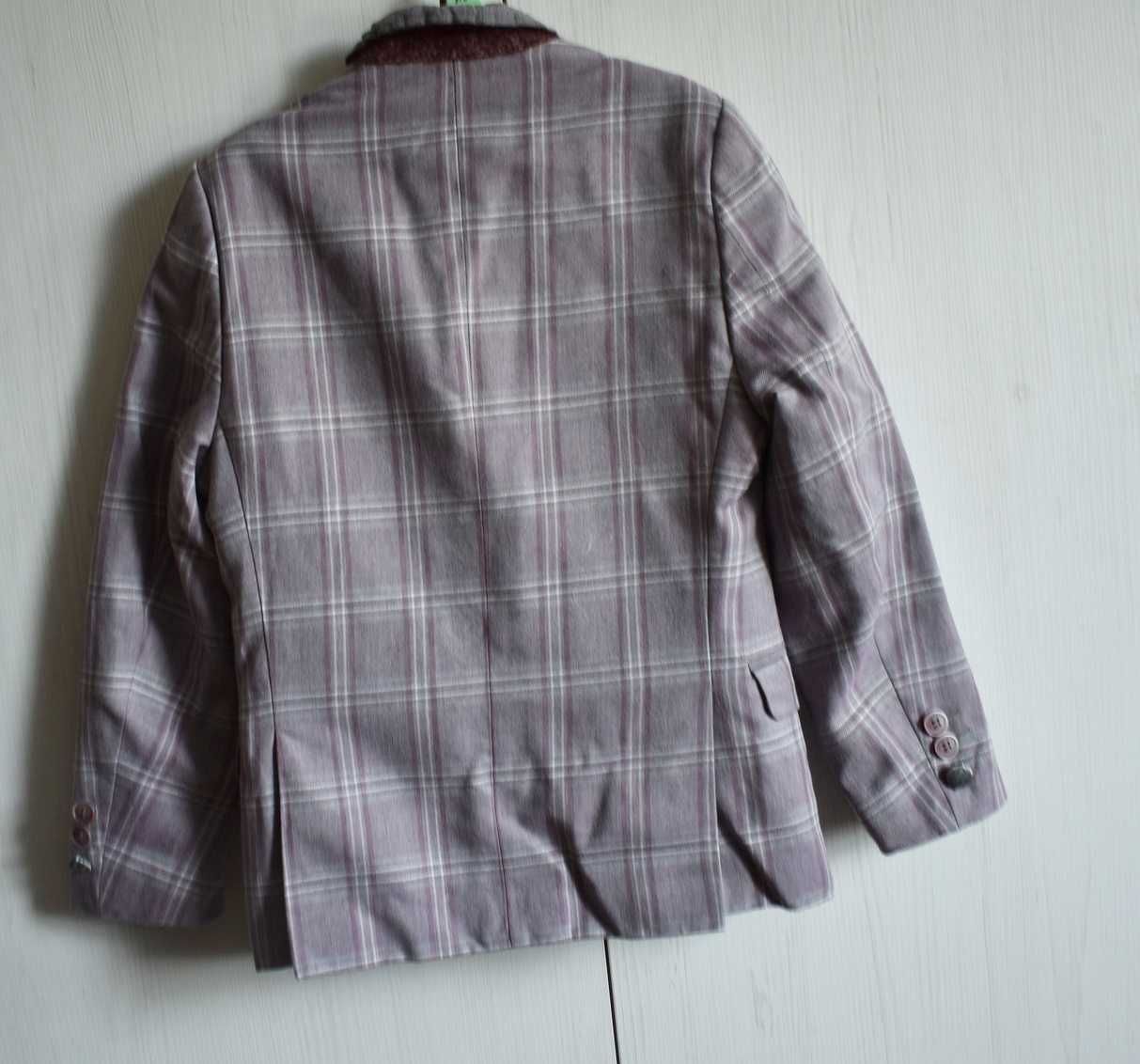 Marynarka blazer 134 w kratkę kratę elegancka galowa slim garnitur