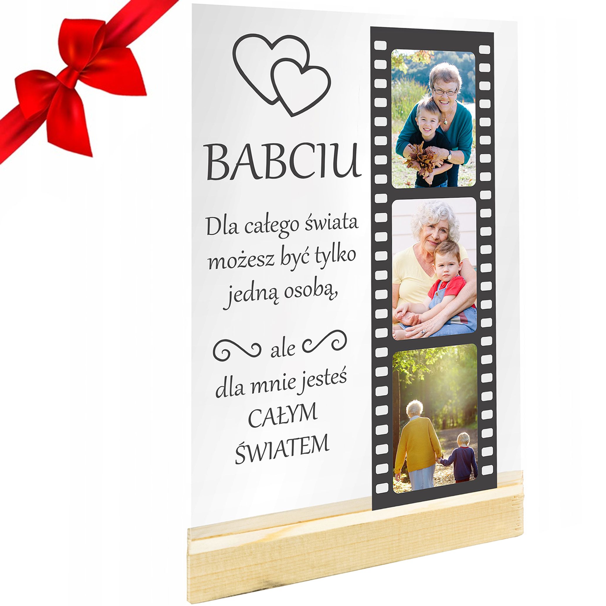 Ramka ze zdjęciem na szkle dzień babci dla babci personalizowany