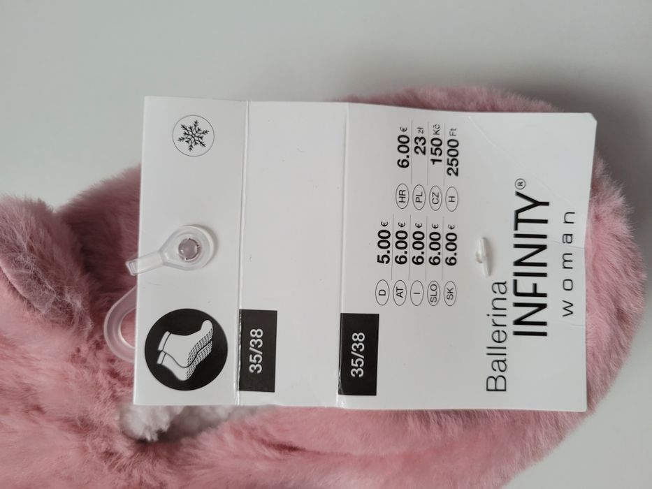 Różowe kapcie baleriny misie 35-38 nowe z metką