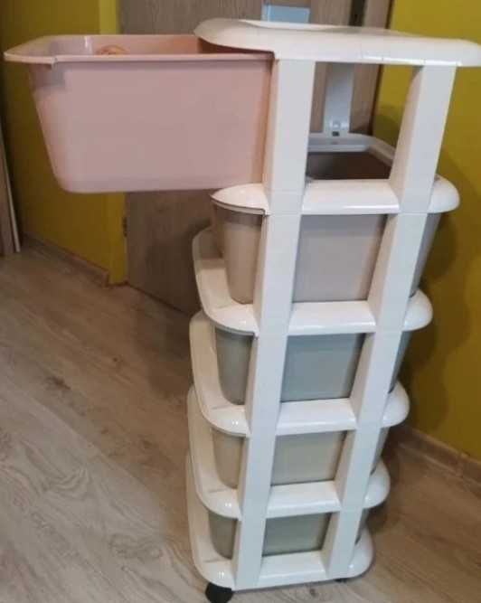 Regał Pojemnik Organizer na Zabawki Pięć Szuflad Kolorowe 98cm