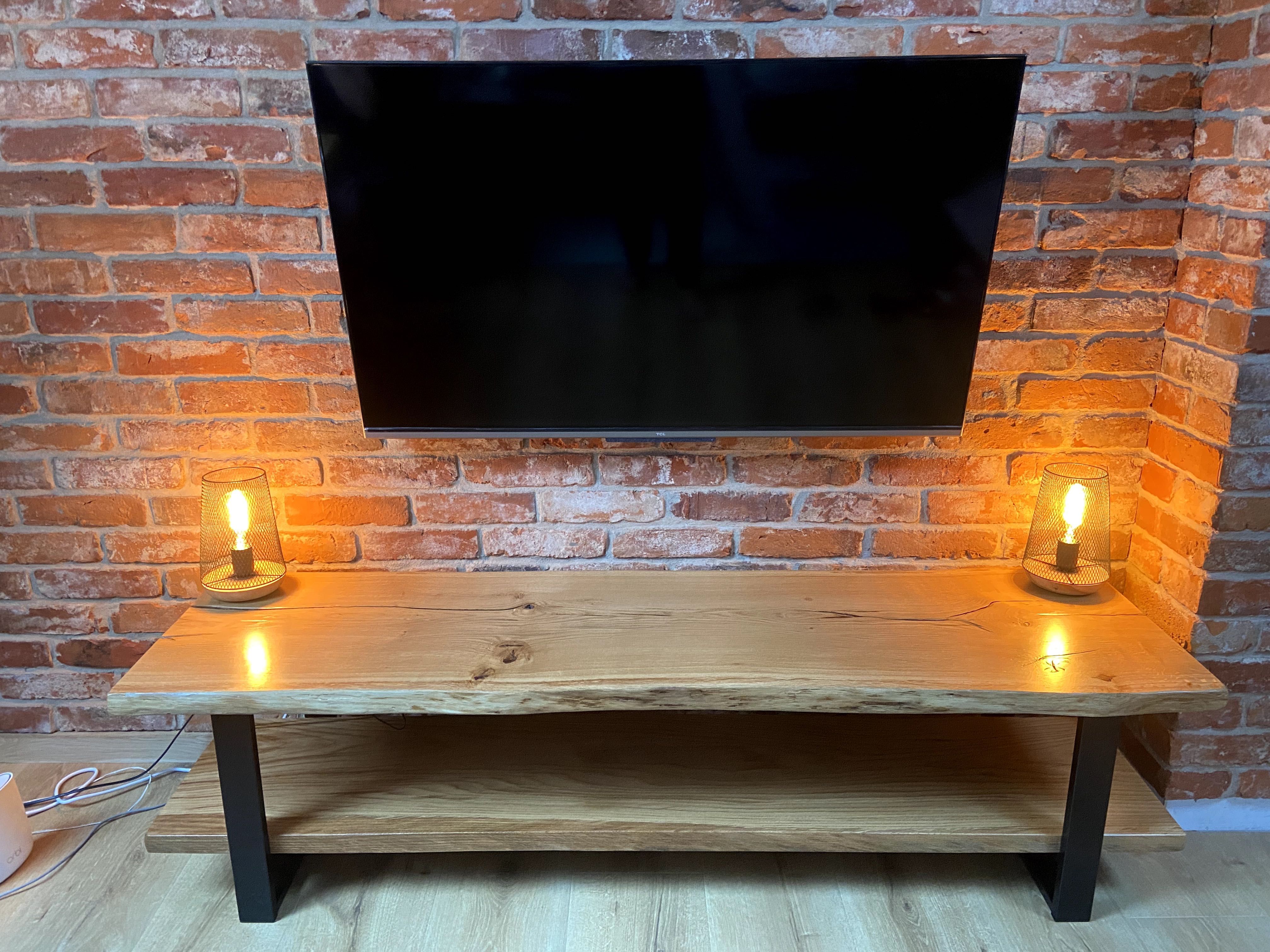 Szafka RTV- długość 180 cm, LITY DĄB, styl LOFT