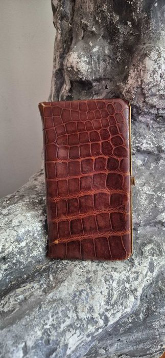 Stary skórzany portfel wizytownik glamour skóra węża prada gucci