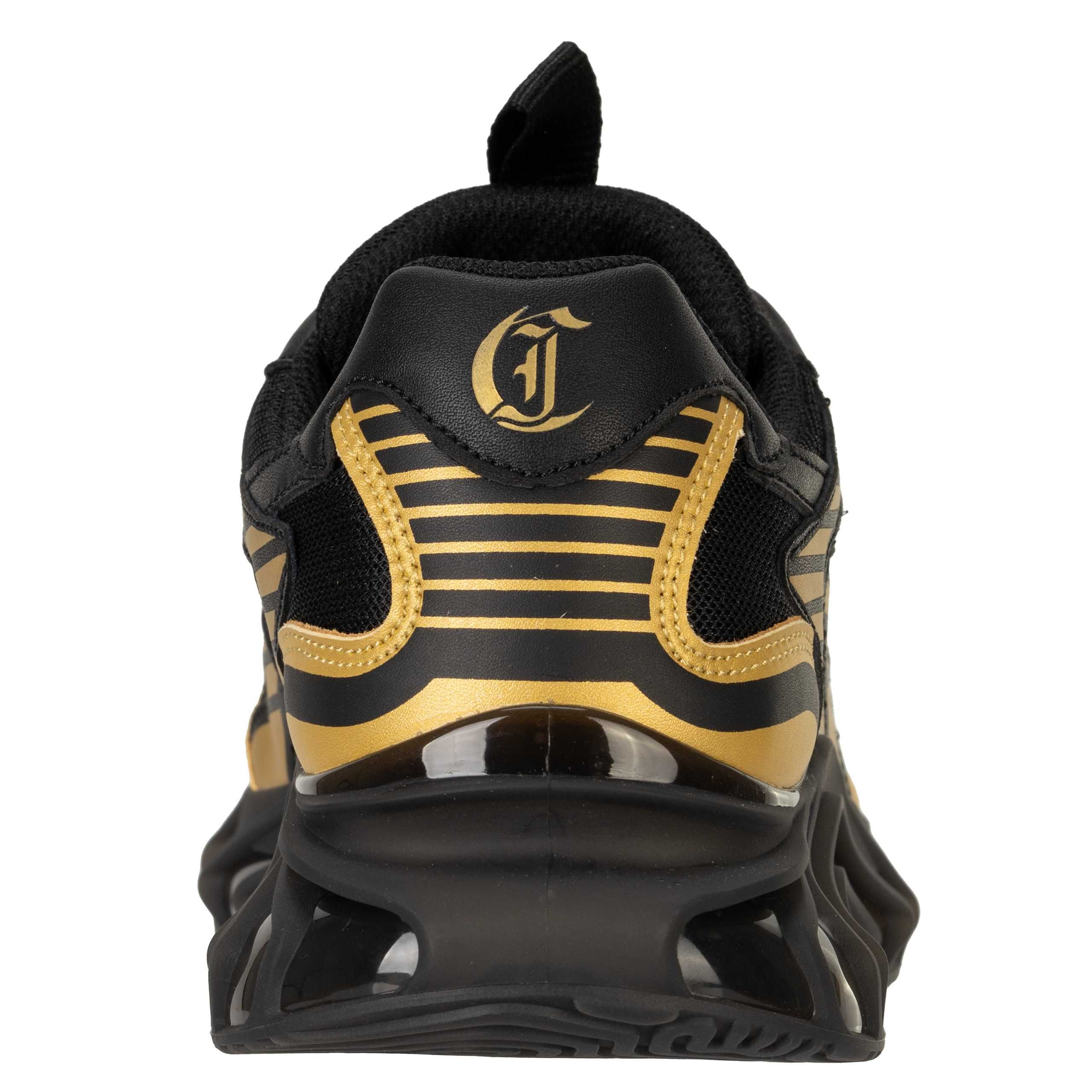 JUST CAVALLI skórzane sneakersy męskie BLACK / GOLD