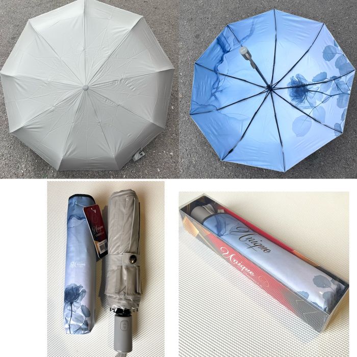 Жіноча парасолька автомат з квітами всередині 9 спиць