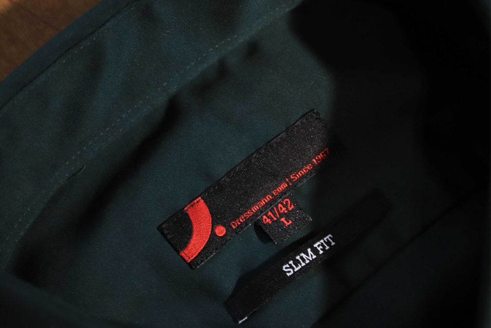 Koszula Dressmann r. L 42/42 męska zielona dł rękaw elegancka
