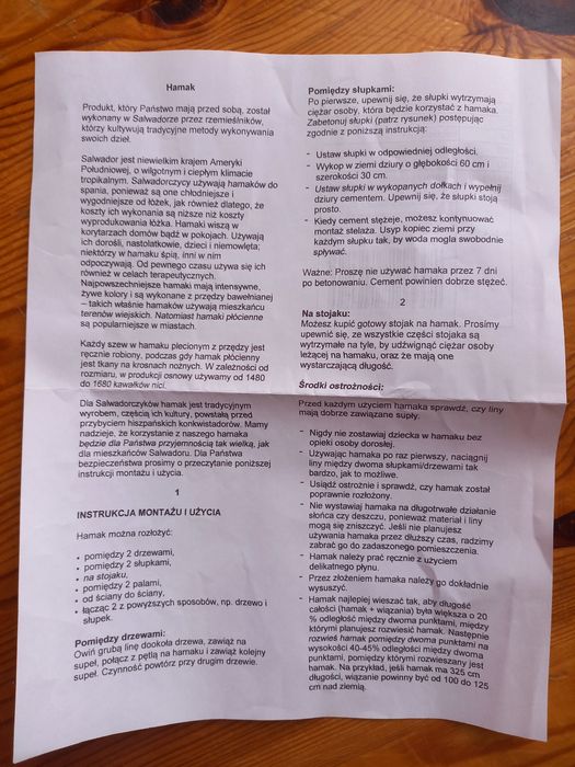 Hamak ogrodowy z drążkami