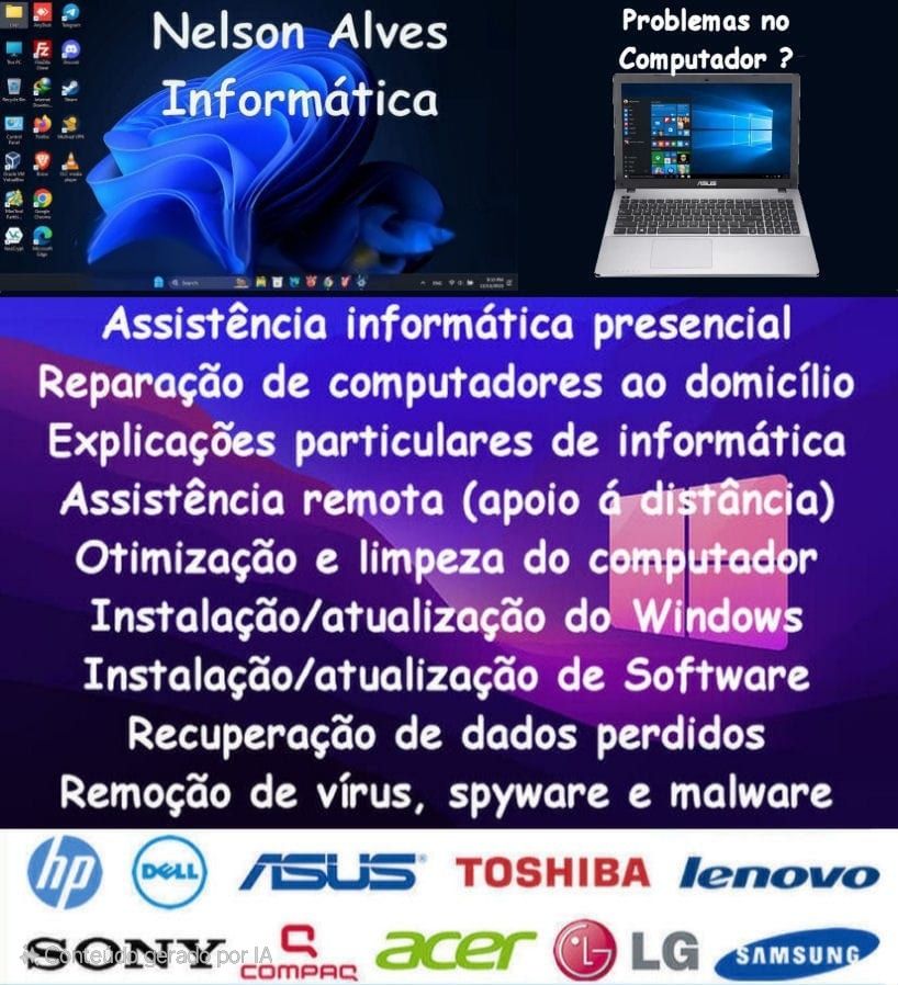 Reparação de Computadores ao Domicílio
Explicações de Informática