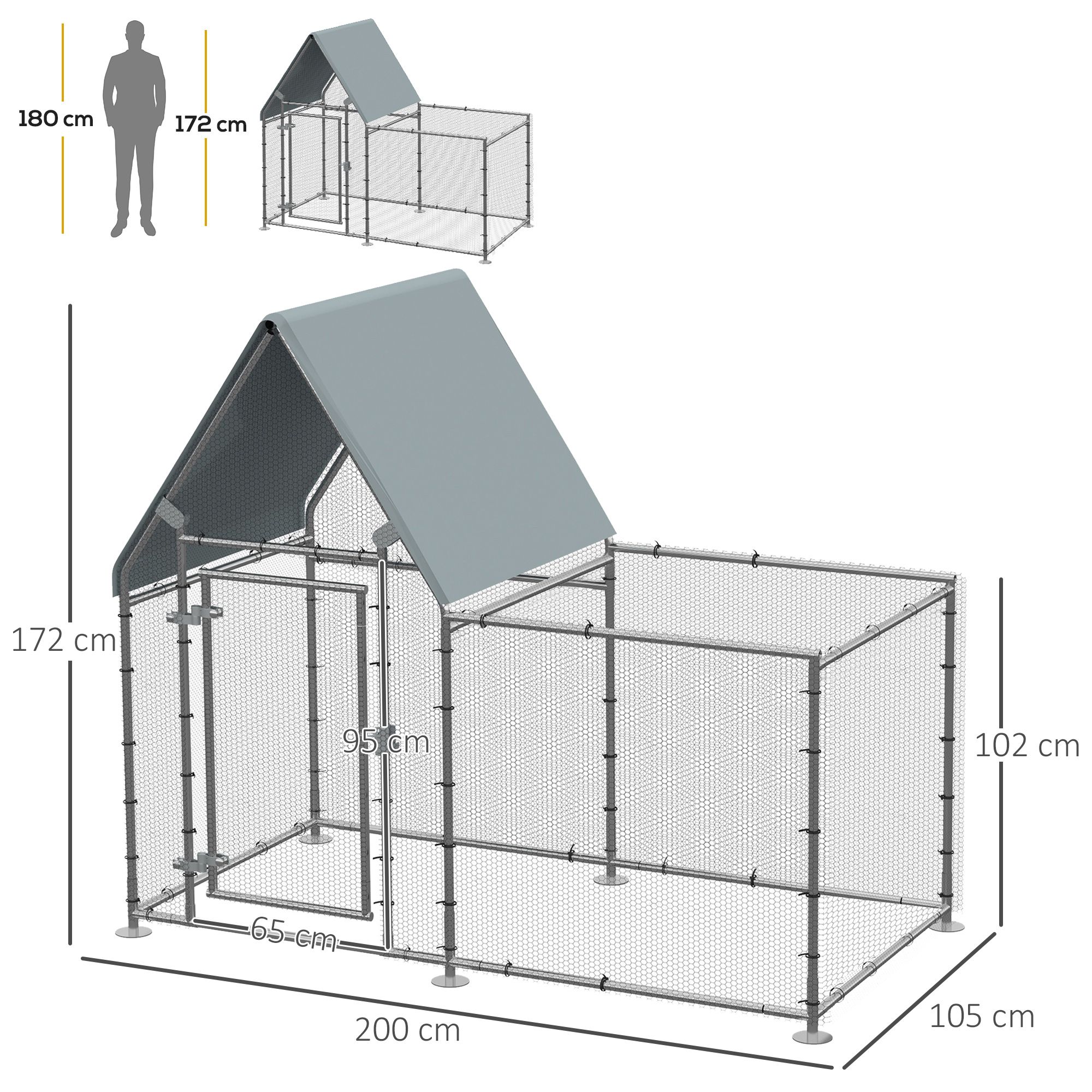 Galinheiro de Exterior Grande 200x105x172cm