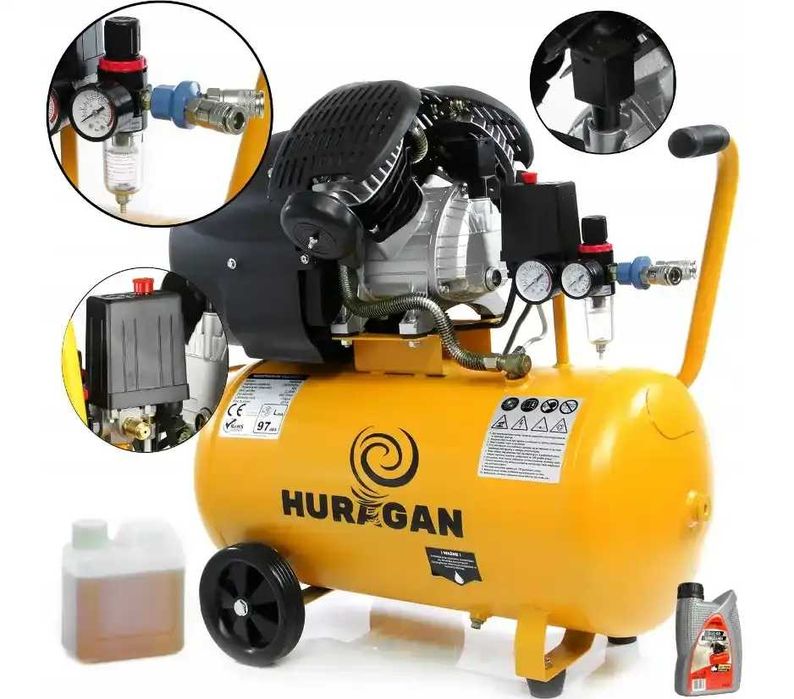Компресор повітряний Huragan 50л 3.2кВт 10атм 360л/хв компрессор