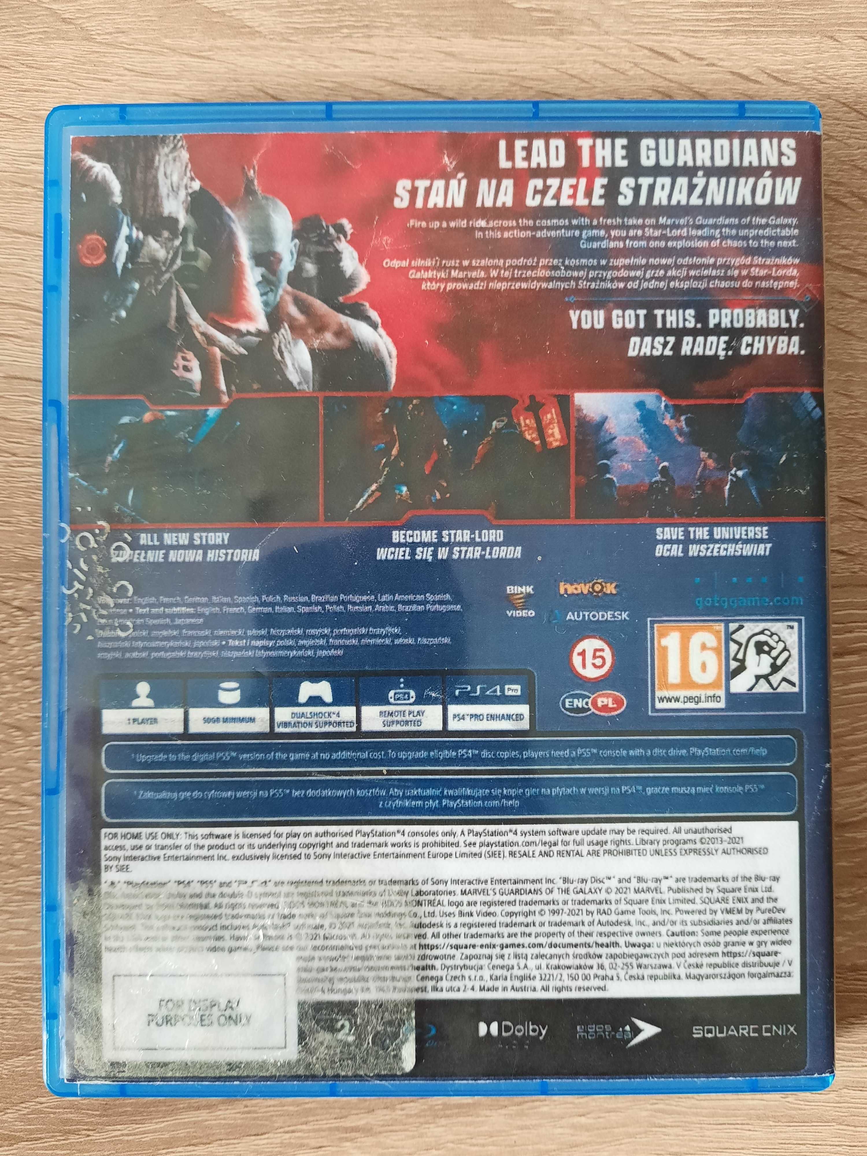Marvel Guardians of The Galaxy PS4 (stan 5/6)