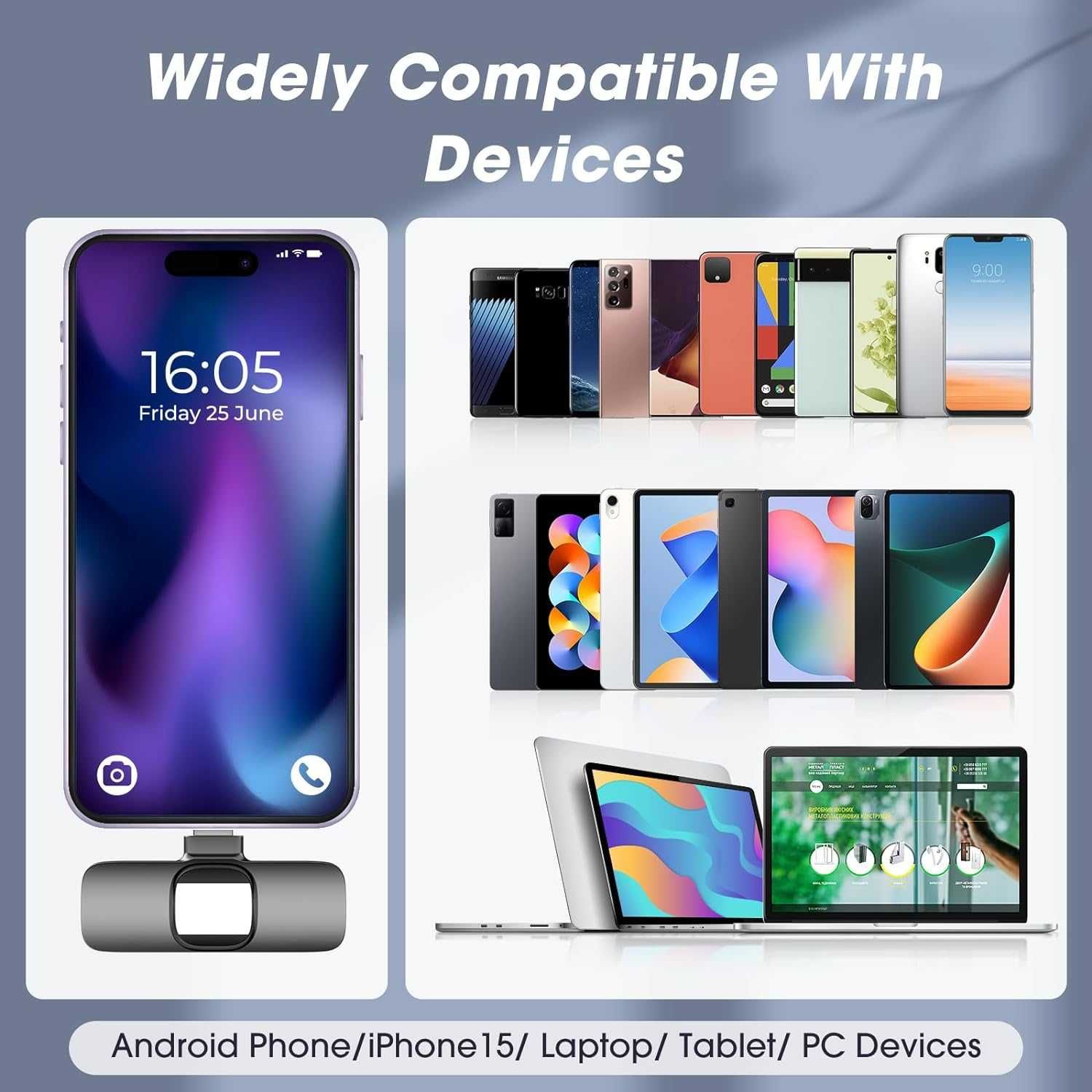 Podwójny bezprzewodowy mikrofon krawatowy Type C iPhone 16 Pro 15 Pro