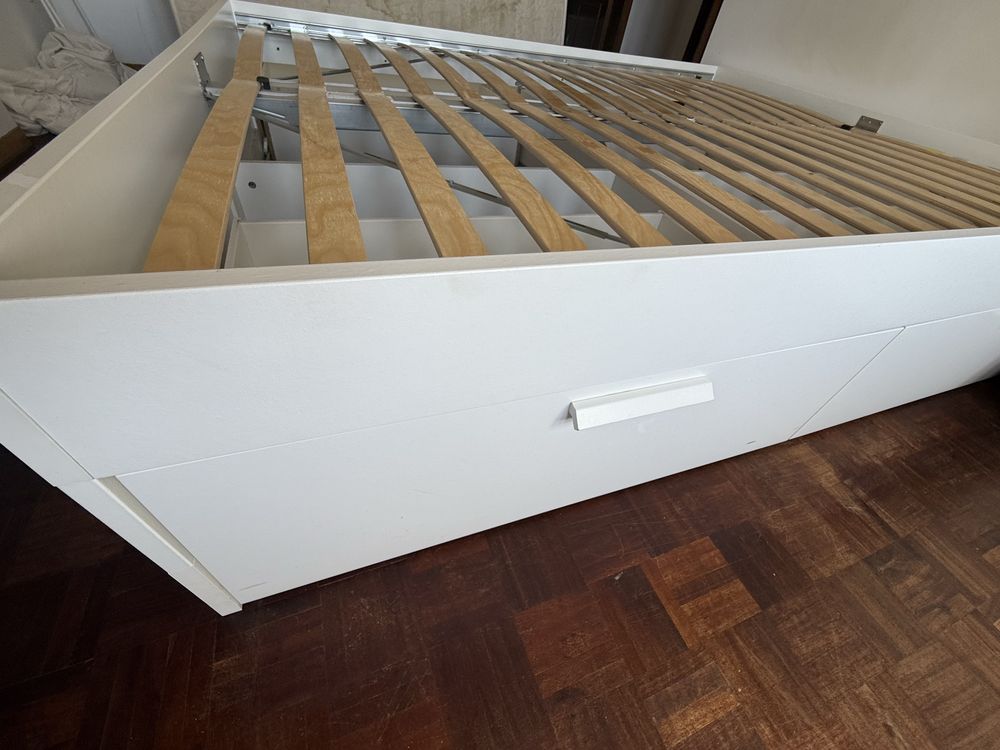 Cama Brimens c/arrumação, branco, 160x200 cm