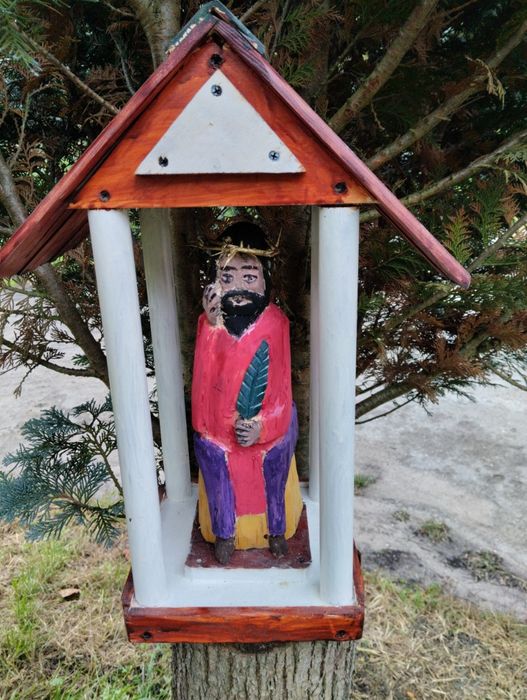 Figurka kapliczka Jezus frasobliwy-100% drewno