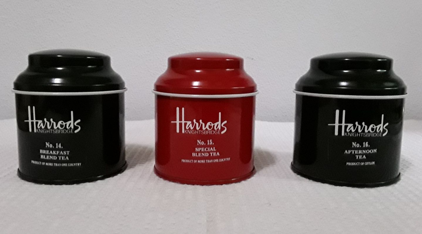 3 Latas / caixas de chá Harrods (vazias)