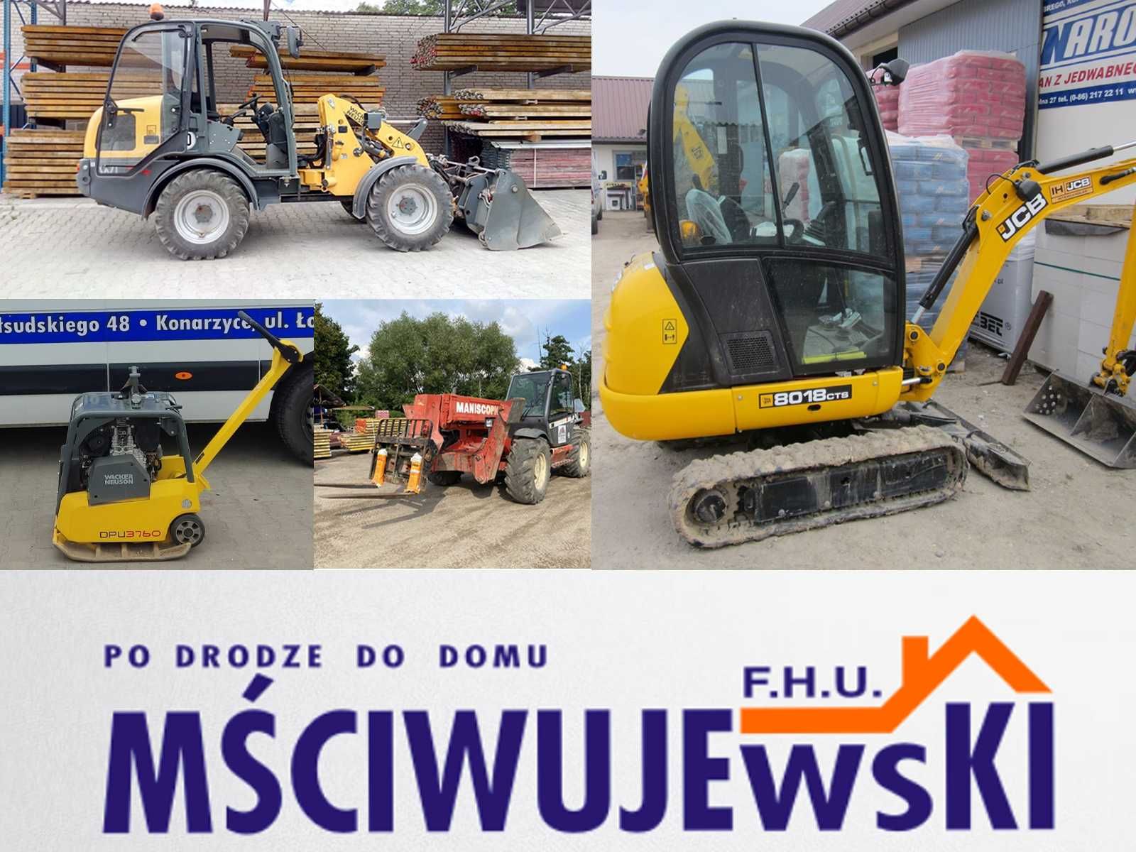 WYNAJEM SPRZĘTU BUDOWLANEGO – koparka, koparko-ładowarka, zagęszczarka