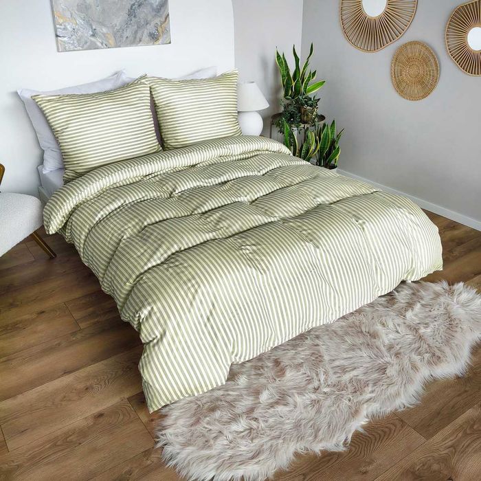 Pościel 160x200 Eusebia Home Mikrofibra, Pasy, Zamek Błyskawiczny