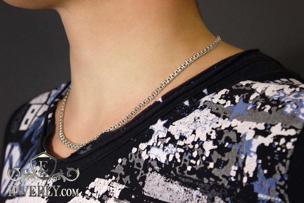 Серебряная цепочка Бисмарк 925 пробы, цепь на шею. Ланцюг срібний