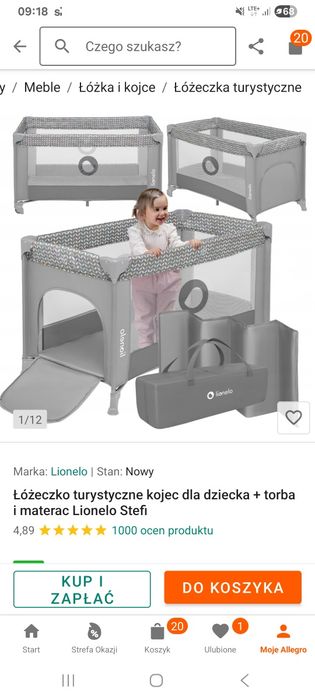 Łóżeczko turystyczne nowe