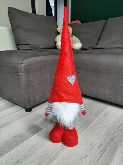 Duży Skrzat Świąteczny XXL Uroczy Krasnal Mikołaj Idealny na Dekorację