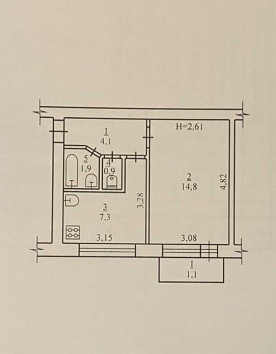Пропоную до продажу 1-кімнатну квартиру в центрі Канева
