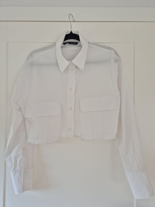 Modna krótka biała koszula marki Zara r. M