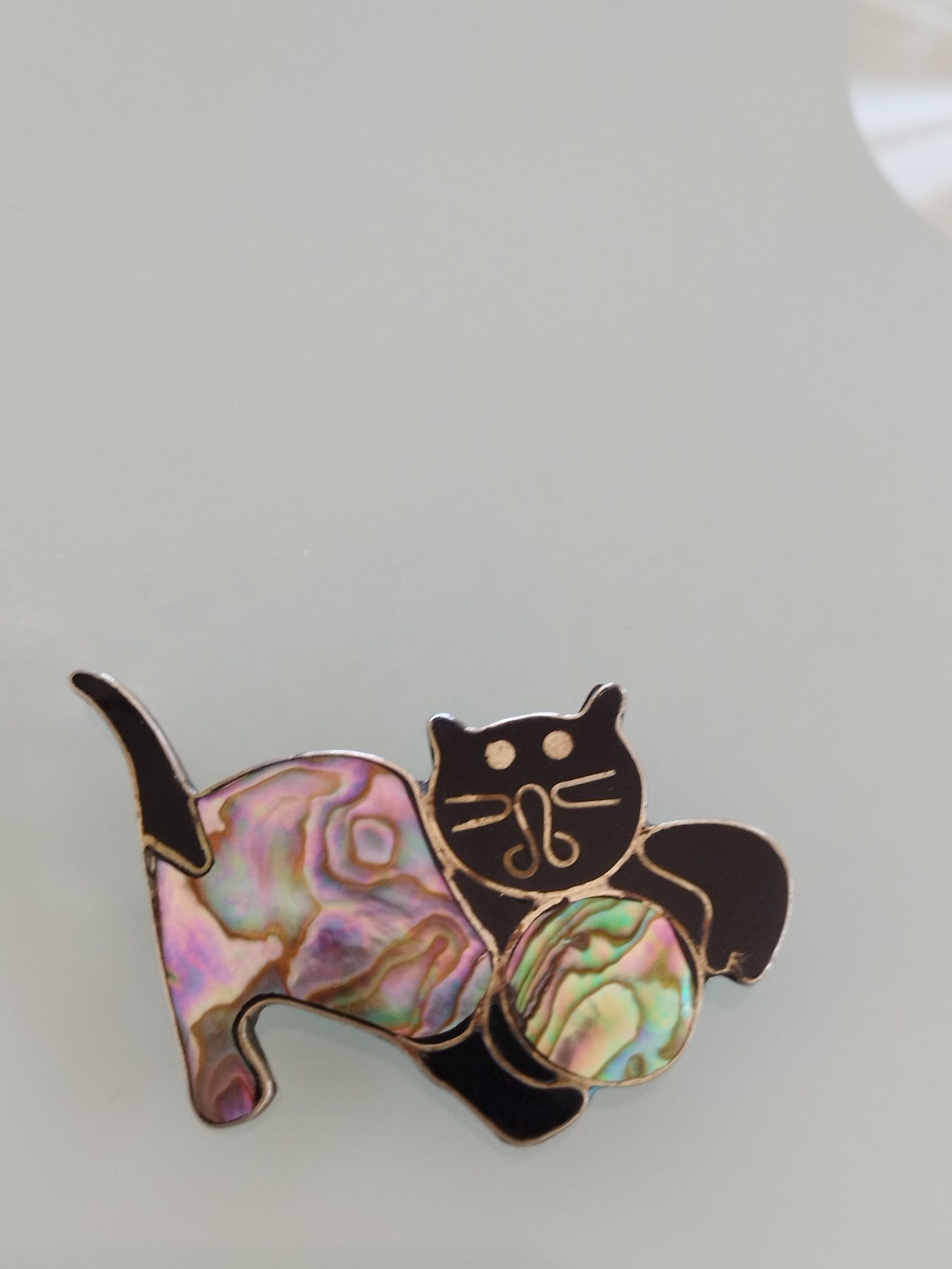 Lindo broche gato  cat chat vintage  com madrepérola.