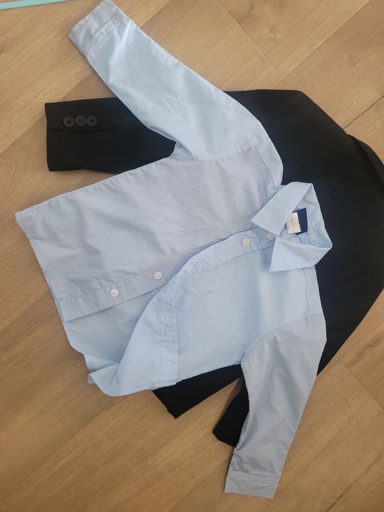 Czarny elegancki garitur - marynarka + spodnie + koszula r. 104