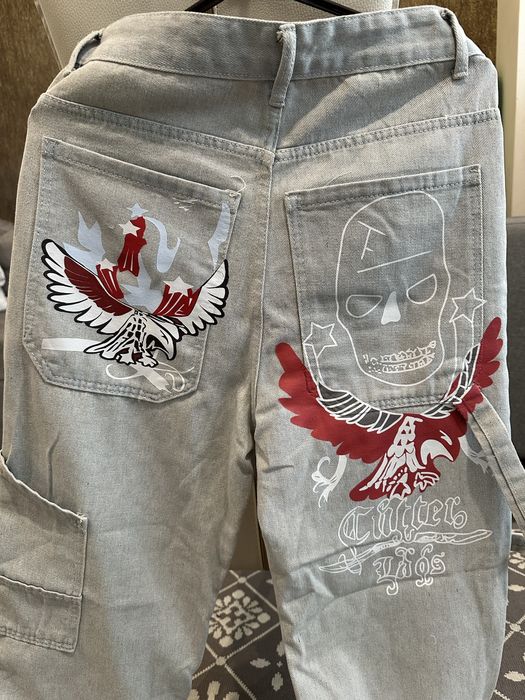 Джинси у2к harajuku графічна вишивка