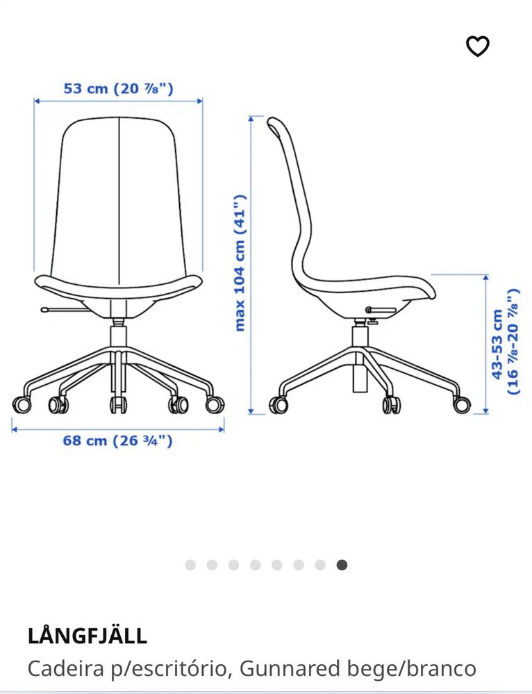 4 Cadeiras de escritório giratórias LANGFJALL Ikea NOVAS