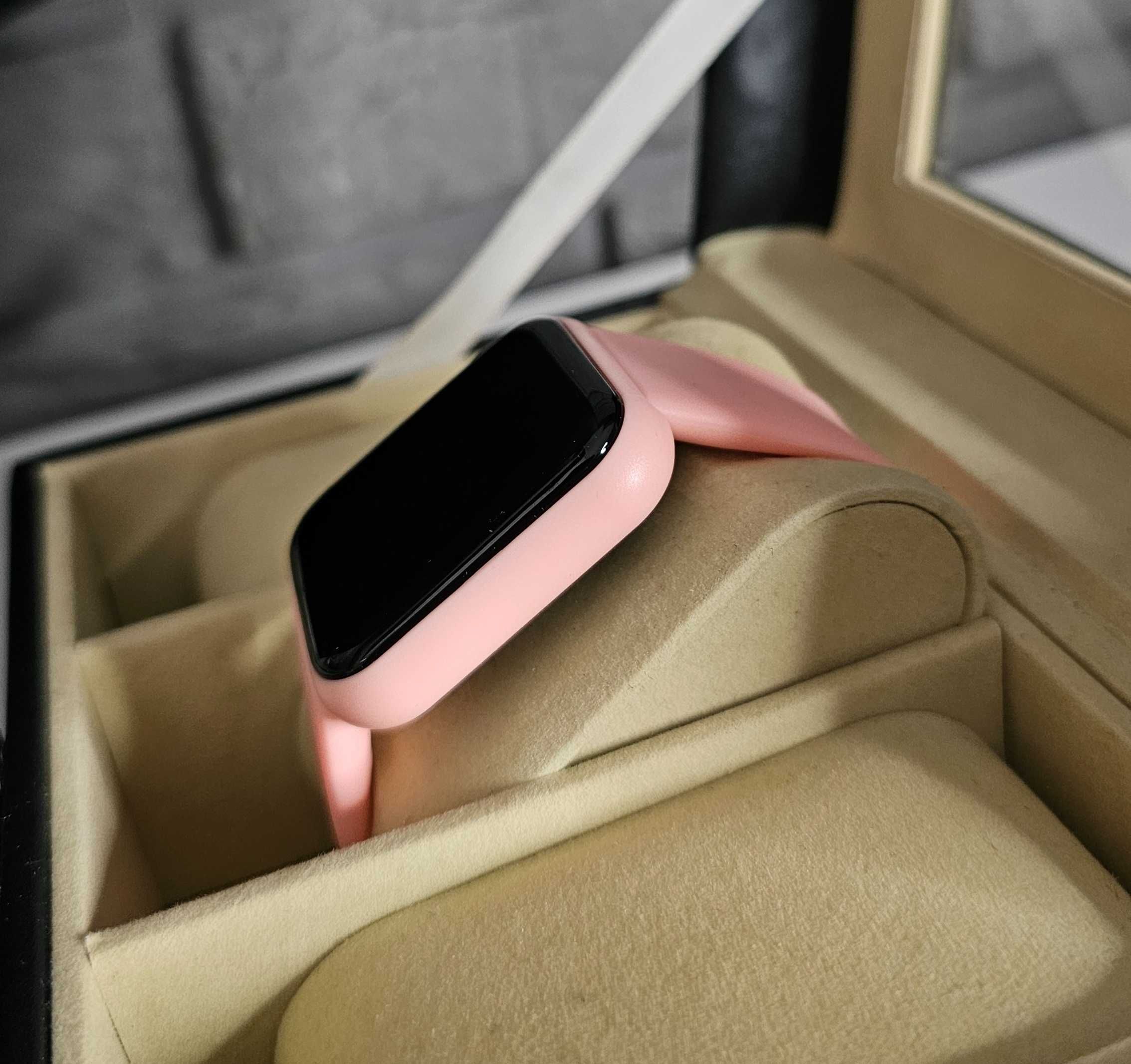 Zegarek Smartwatch smart opaska kwadratowa koperta różowa pink rose