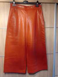 Skórzane pomarańczowe spodnie Zara r.36/S jak spódnica