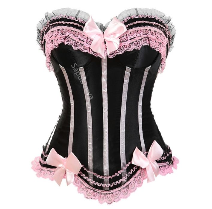 Сексуальний чорний атласний корсет чёрный бандажний Victoria secrets
