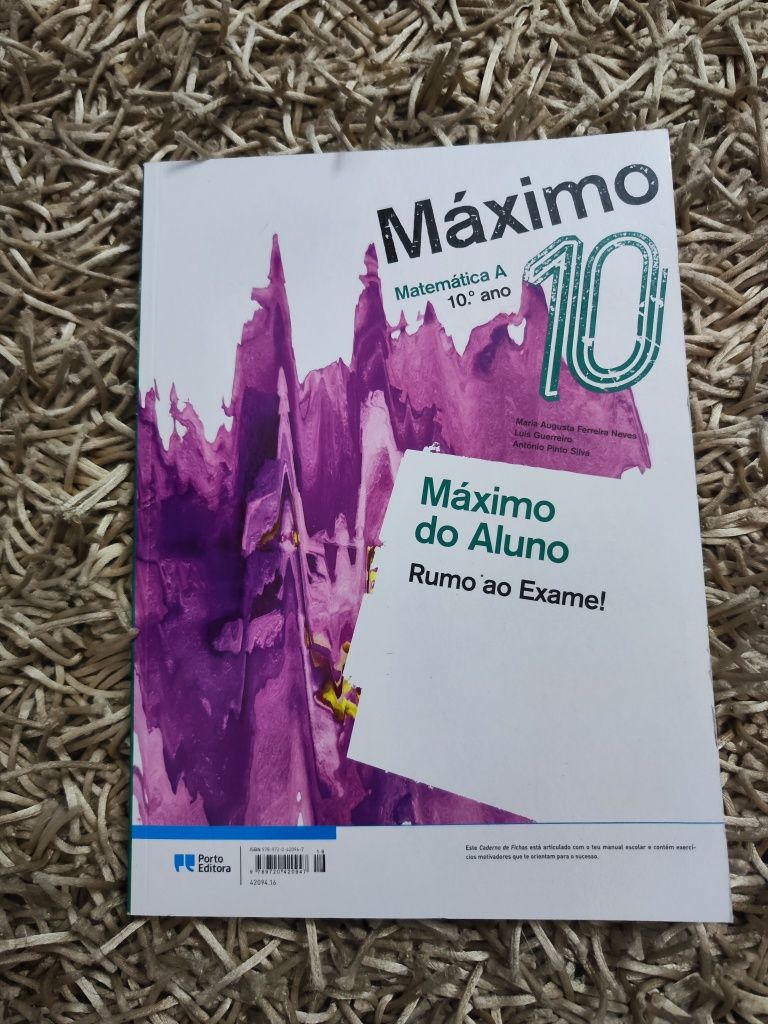 Livro de fichas: "Máximo 10" Matemática A do 10°ano