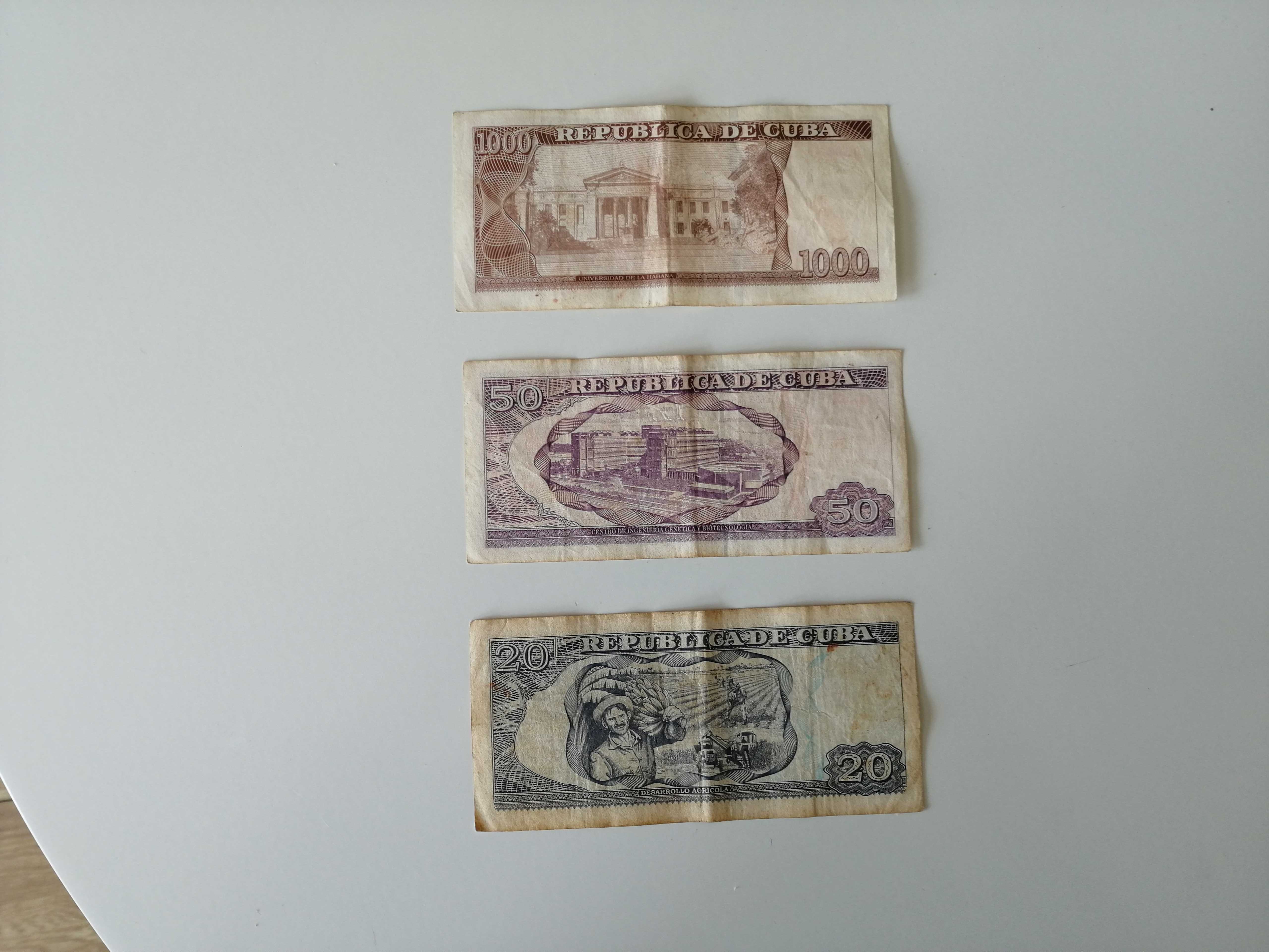 Zestaw 3 banknotów z Kuby
