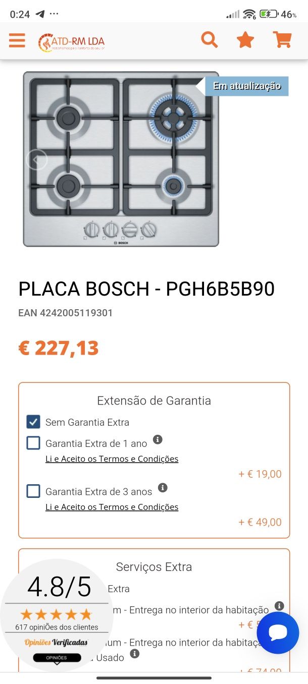 Placa Bosch a gás