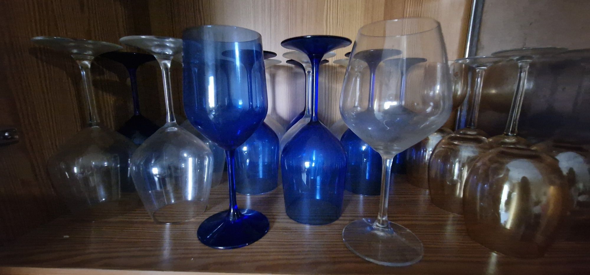 Copos/taça azul cobalto e transparentes