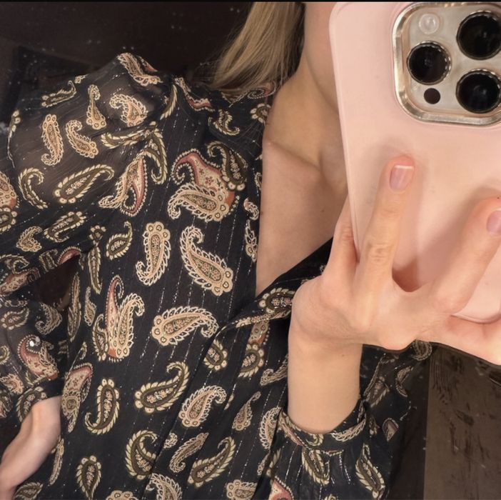 Koszula ze złotą nitką Massimo Dutti asymetryczna