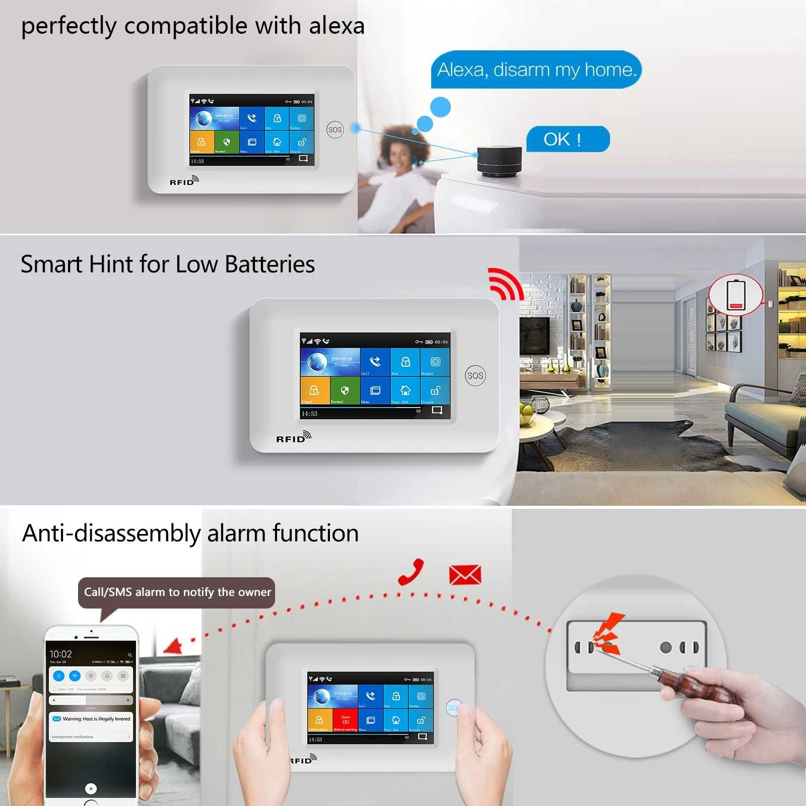 Sistema de Alarme Sem fios WIFI GSM 3G c/ App Android IOS [NOVO]