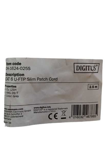 Kabel sieciowy DIDITUS CAT 6 U-UTP Patch Cord RJ45 dł. 4m szary
