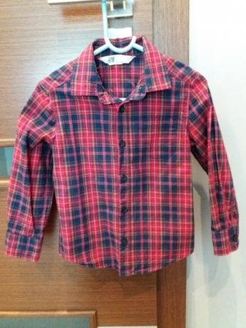 Koszula czerwona, krata, H&M, 104