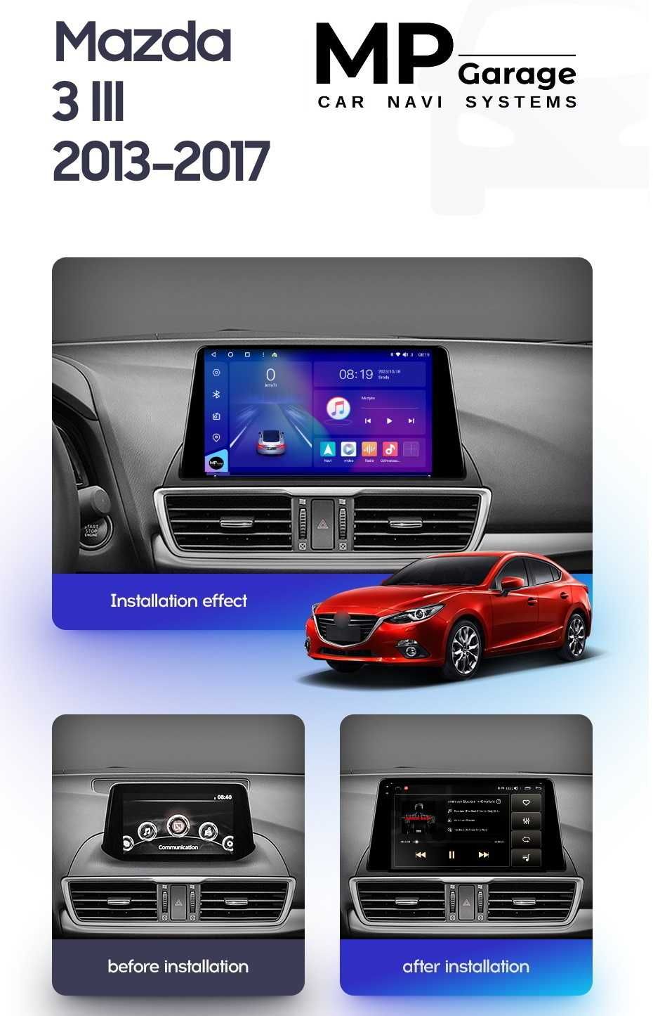 Radio MAZDA_3 BM Android_11 4G Qled CarPlay/AA LTE Montaż