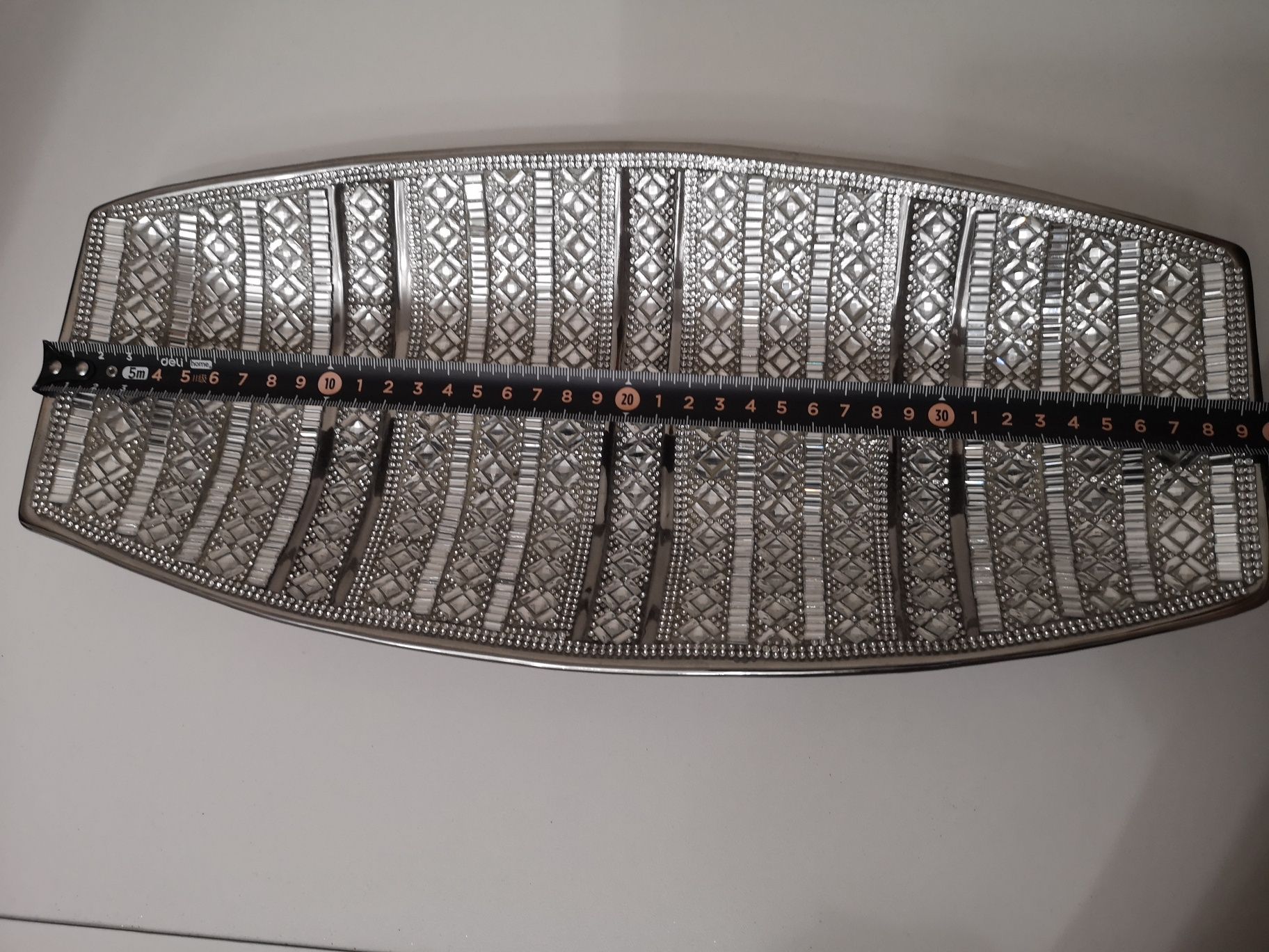 Duża szklana patera ozdobna dekoracyjna szkiełka glamour