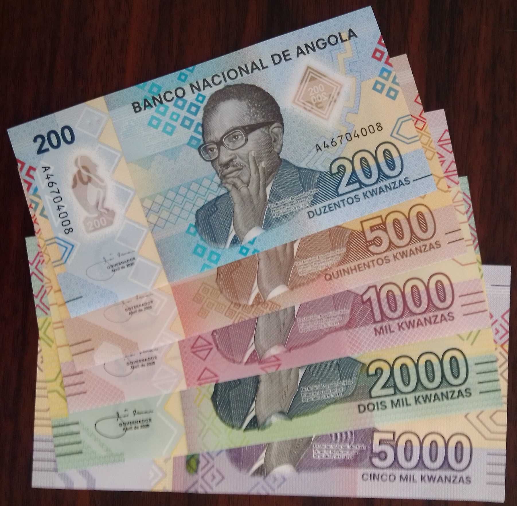 Angola Lote Notas 2020 Kwanza Polímero – NOVAS (Nunca Circuladas)