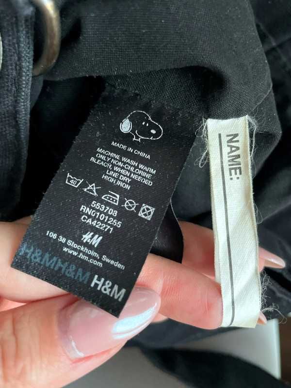 Czarna torba H&M torebka Snoopy dla dziecka dziewczynki nastolatki